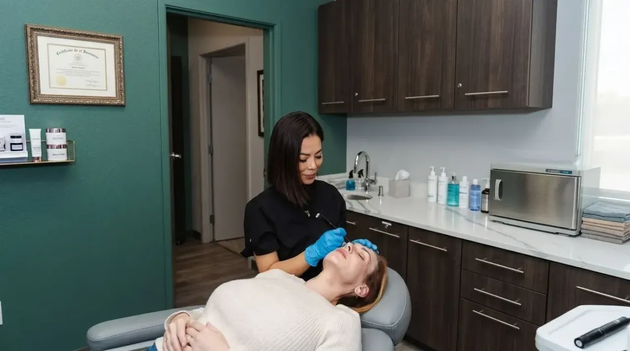 Patient receiving microneedling treatment at Pura Vida Med Spa in Fulton, MD
